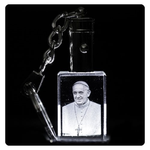 Pope Francis 3D Laser Crystal Key Chain